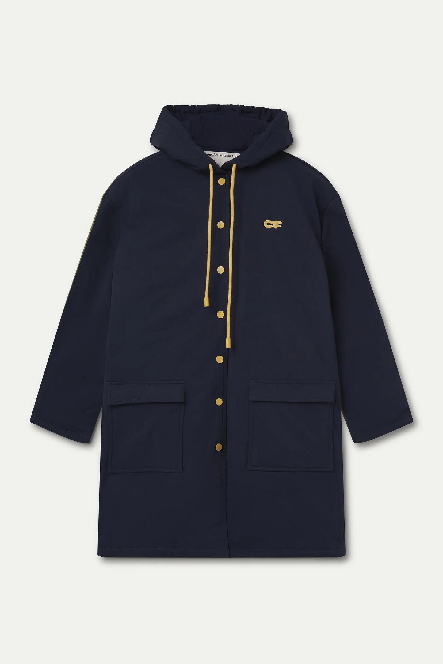 Cappotto 100% cotone con cappuccio blu marino