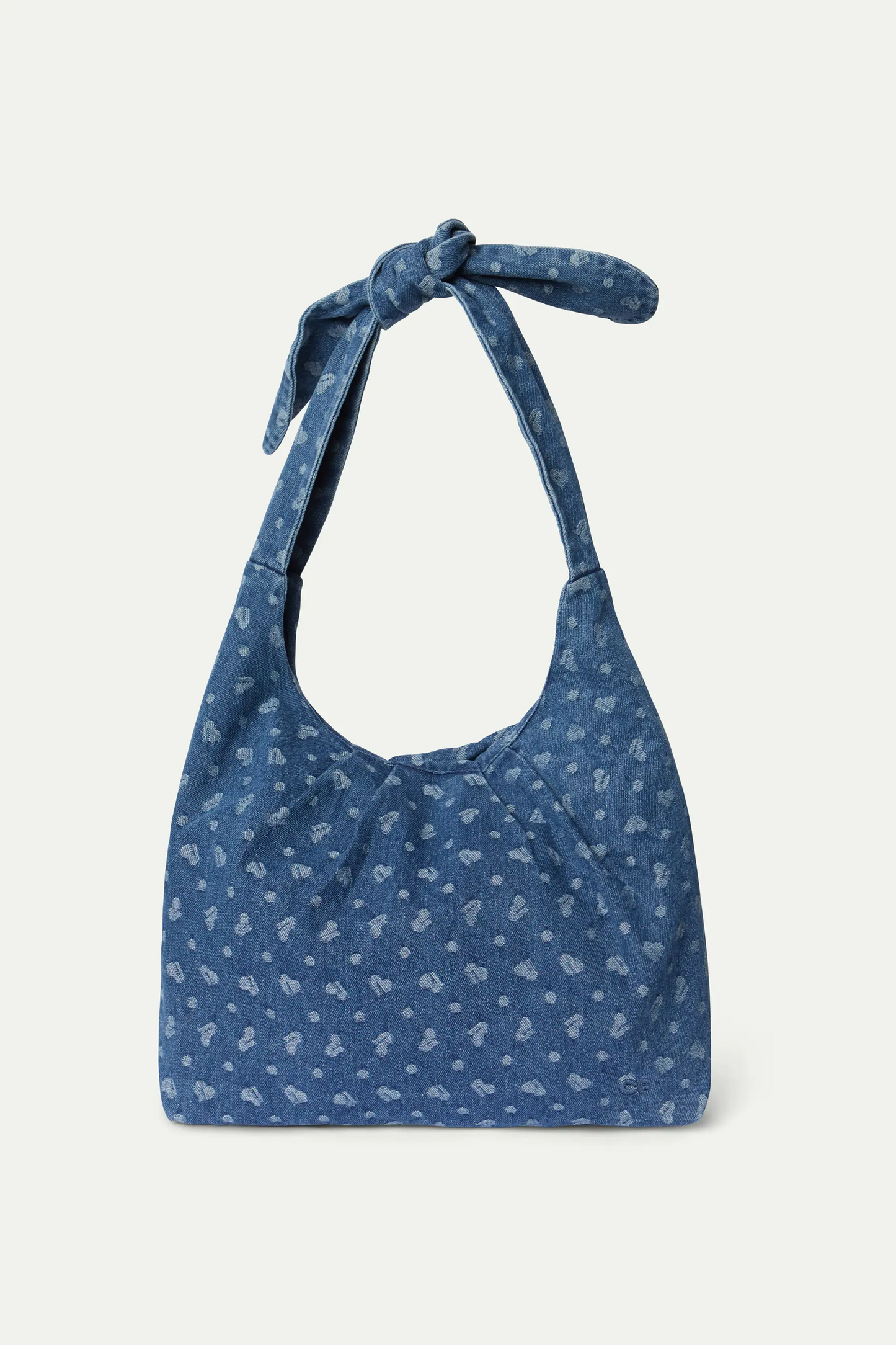 Bolso de hombro vaquero azul con estampado de corazones