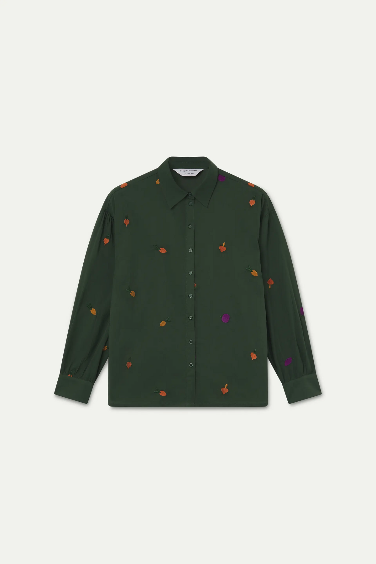 Camisa 100% algodón con bordados de vegetales