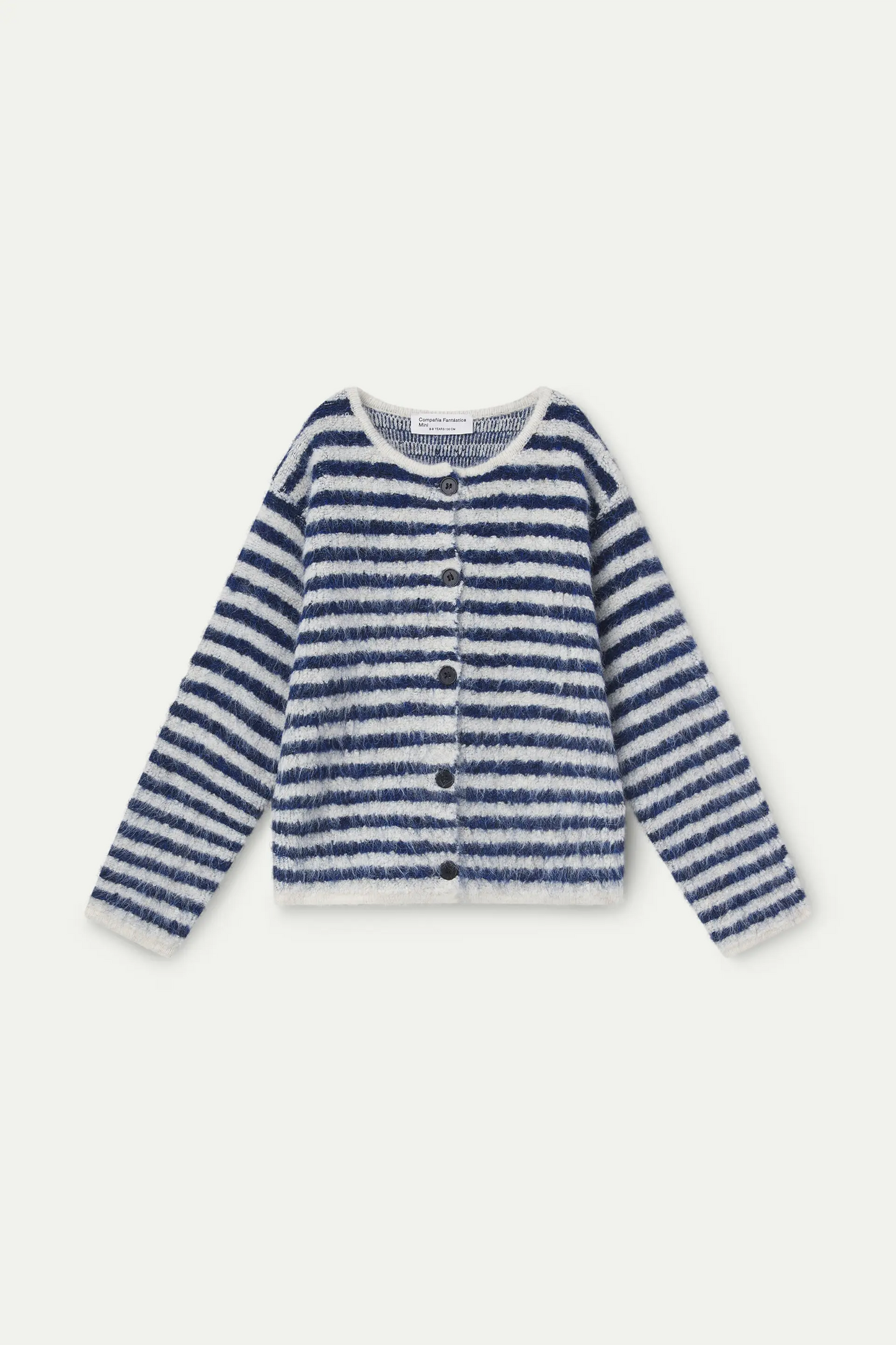 Unisex blue and white striped cardigan