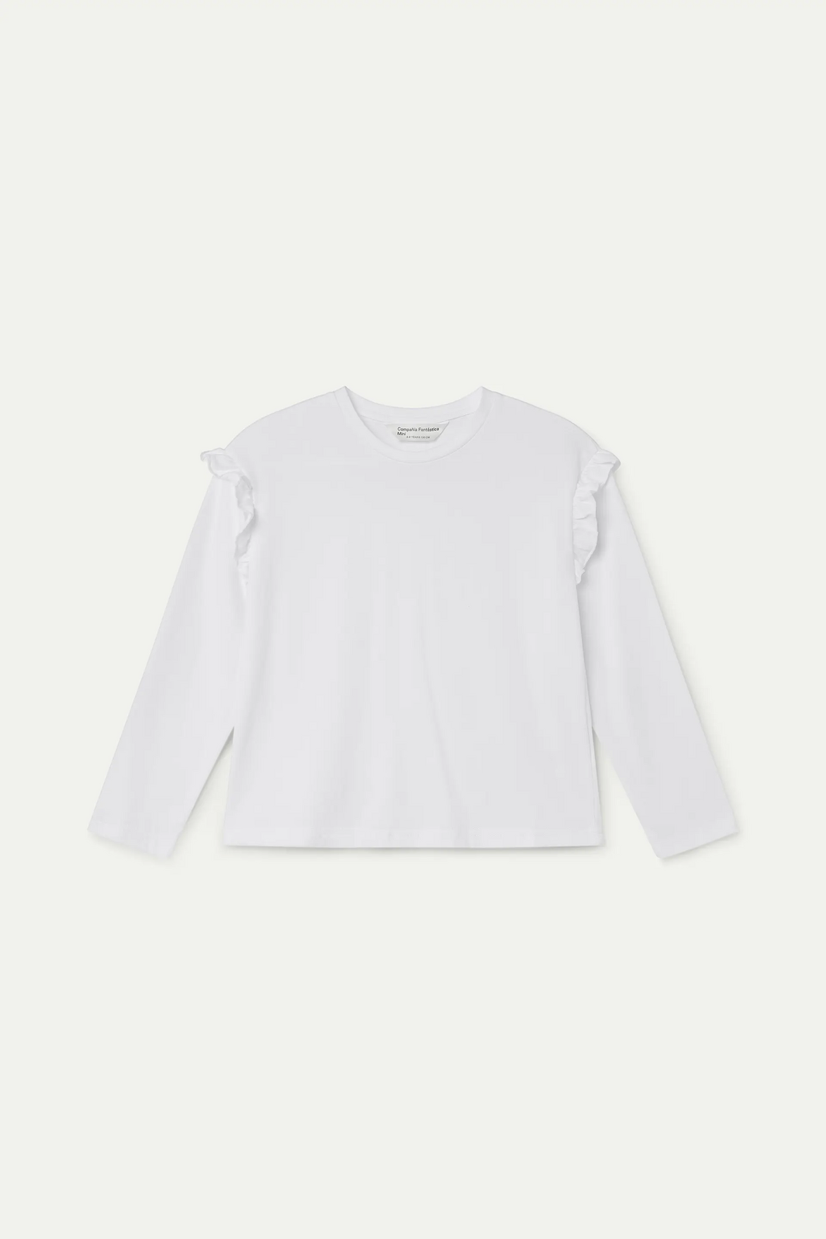 Camiseta de niña 100% algodón blanco con volantes