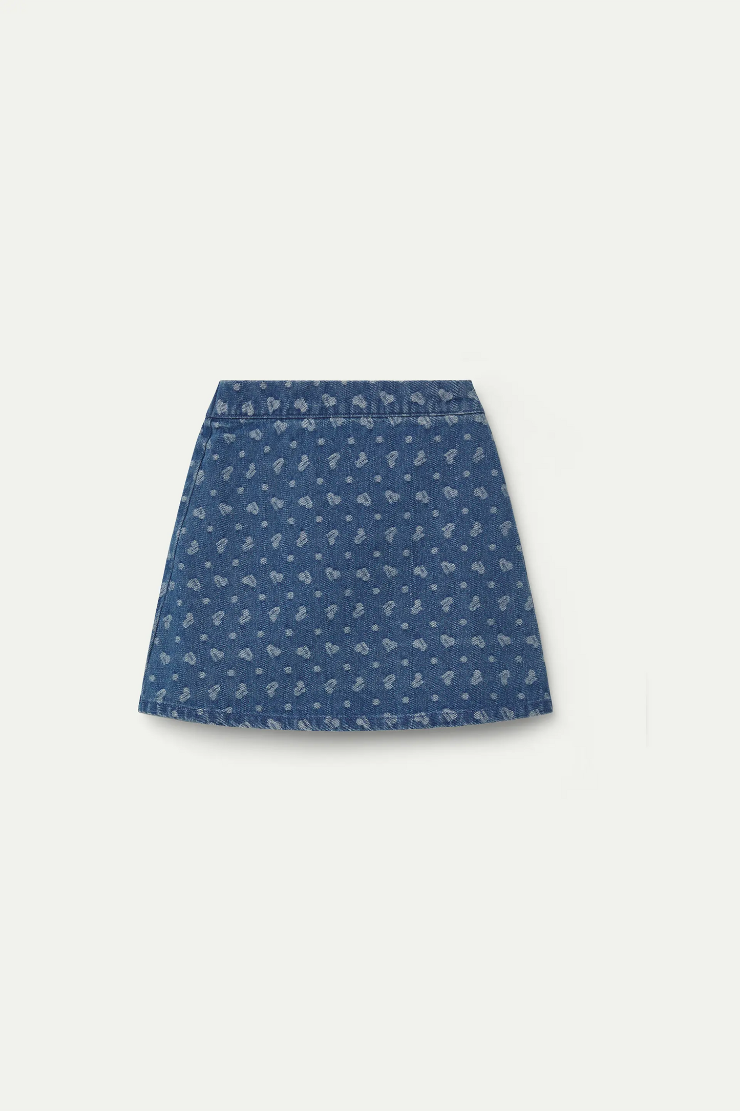 Girl's denim mini skirt with heart print