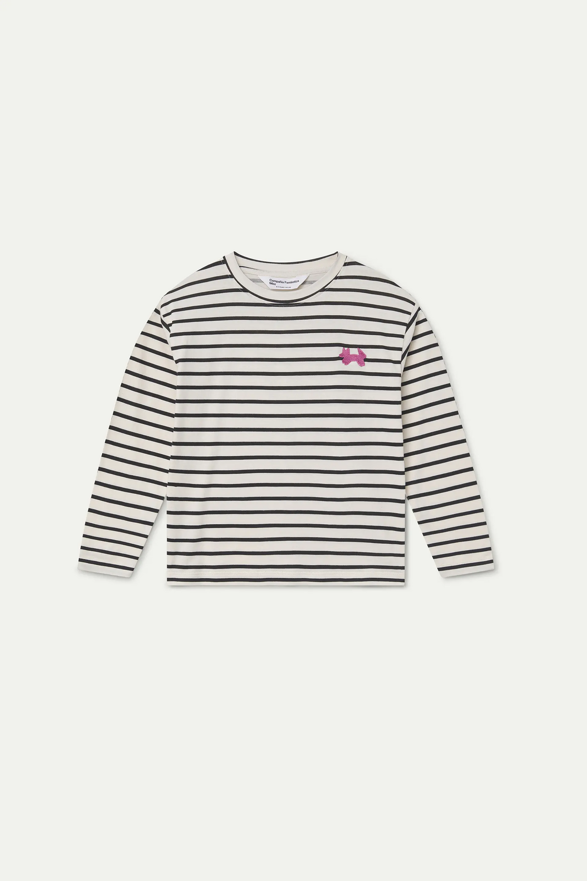 Camiseta de niña 100% algodón con estampado de rayas blanco y negro