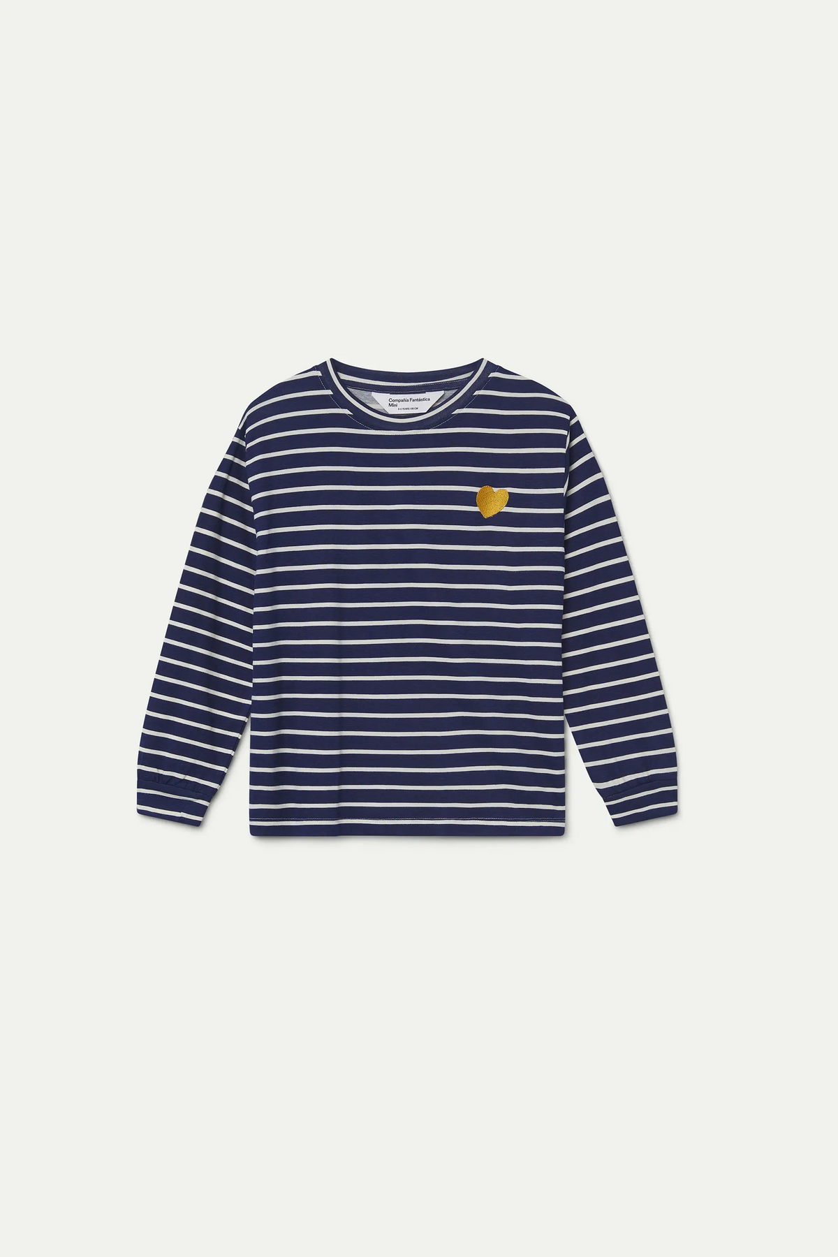 Camiseta de niña 100% algodón con estampado de rayas azul marino y blanco