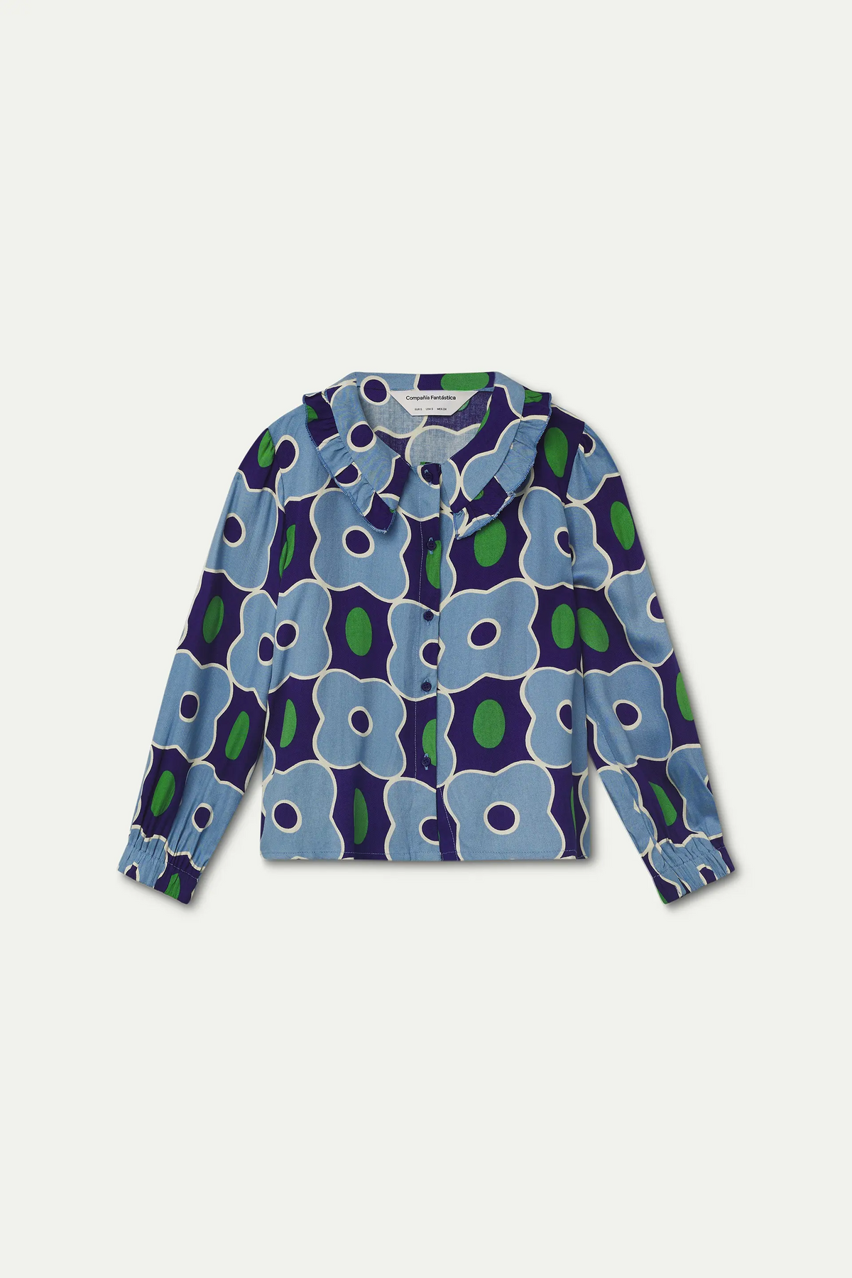 Camisa de niña cuello babero con estampado Inverness