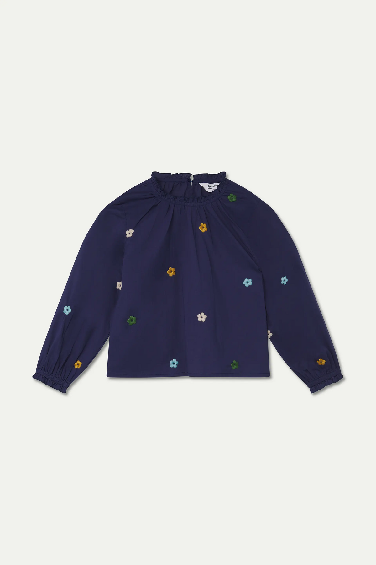 Top de niña 100% algodón con bordado de flores multicolor