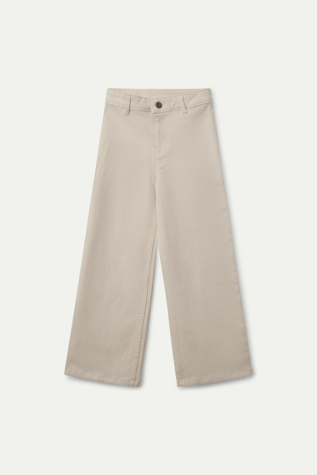 Pantalón vaquero de niña beige con bolsillos de corazón