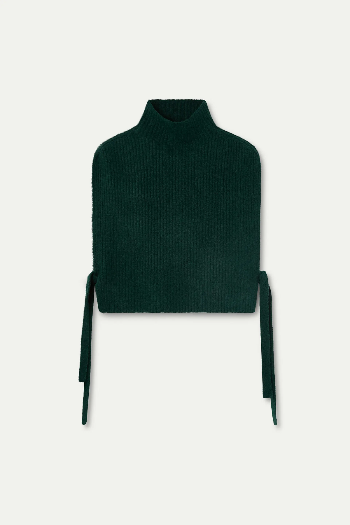 Chaleco punto mezcla lana cuello alto verde oscuro