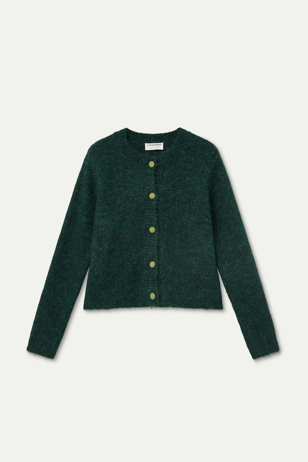 Cárdigan punto verde oscuro con botones verdes claros