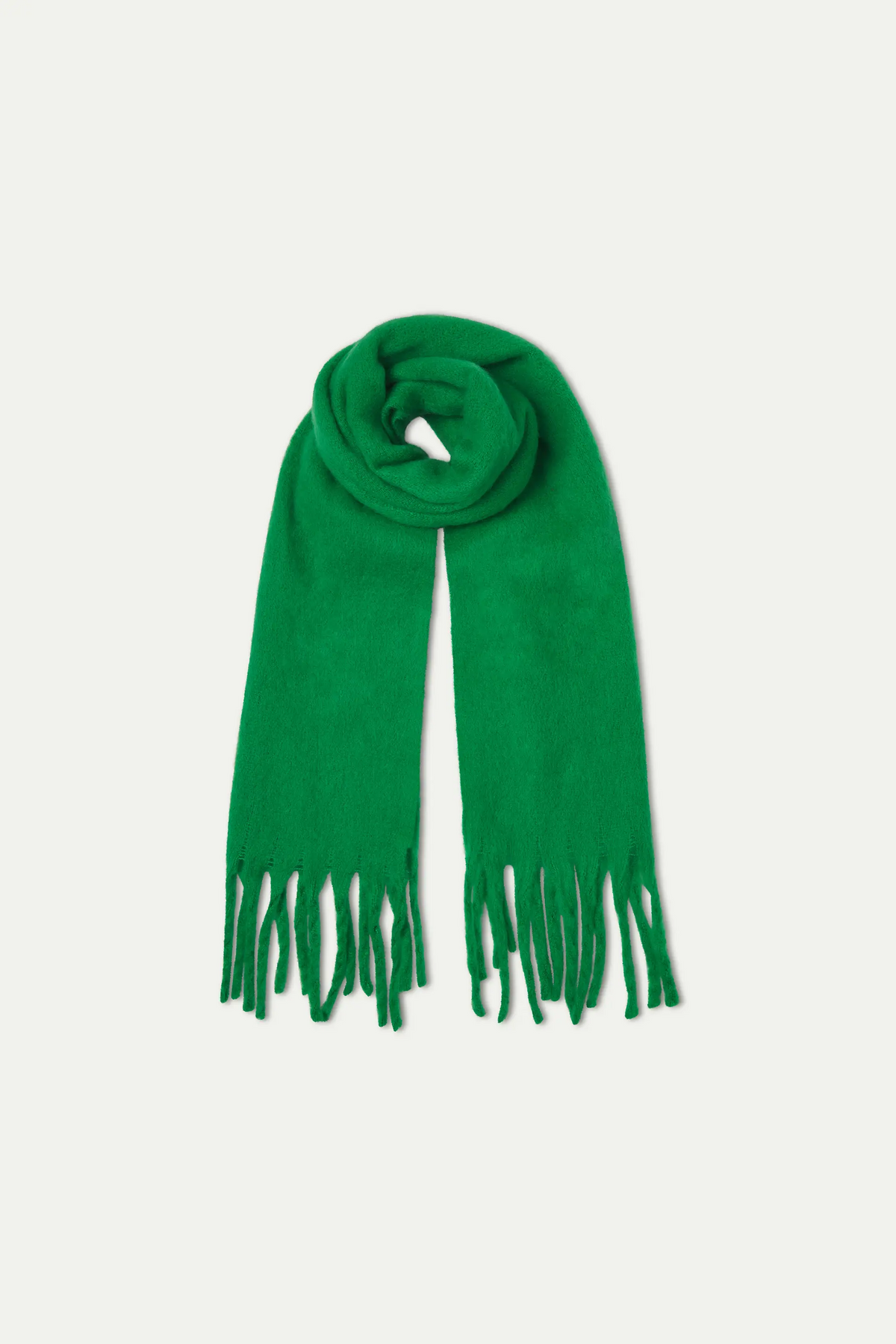 Bufanda punto con flecos verde