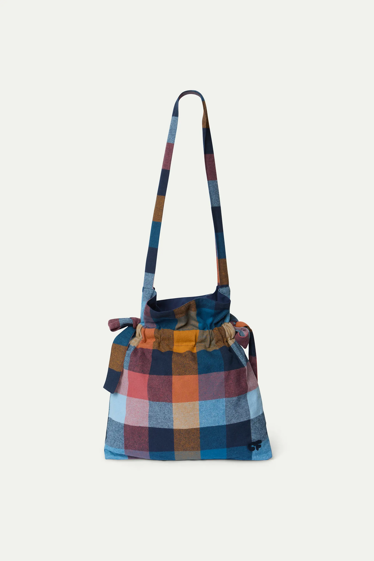 Bolso de hombro con estampado de cuadros multicolor