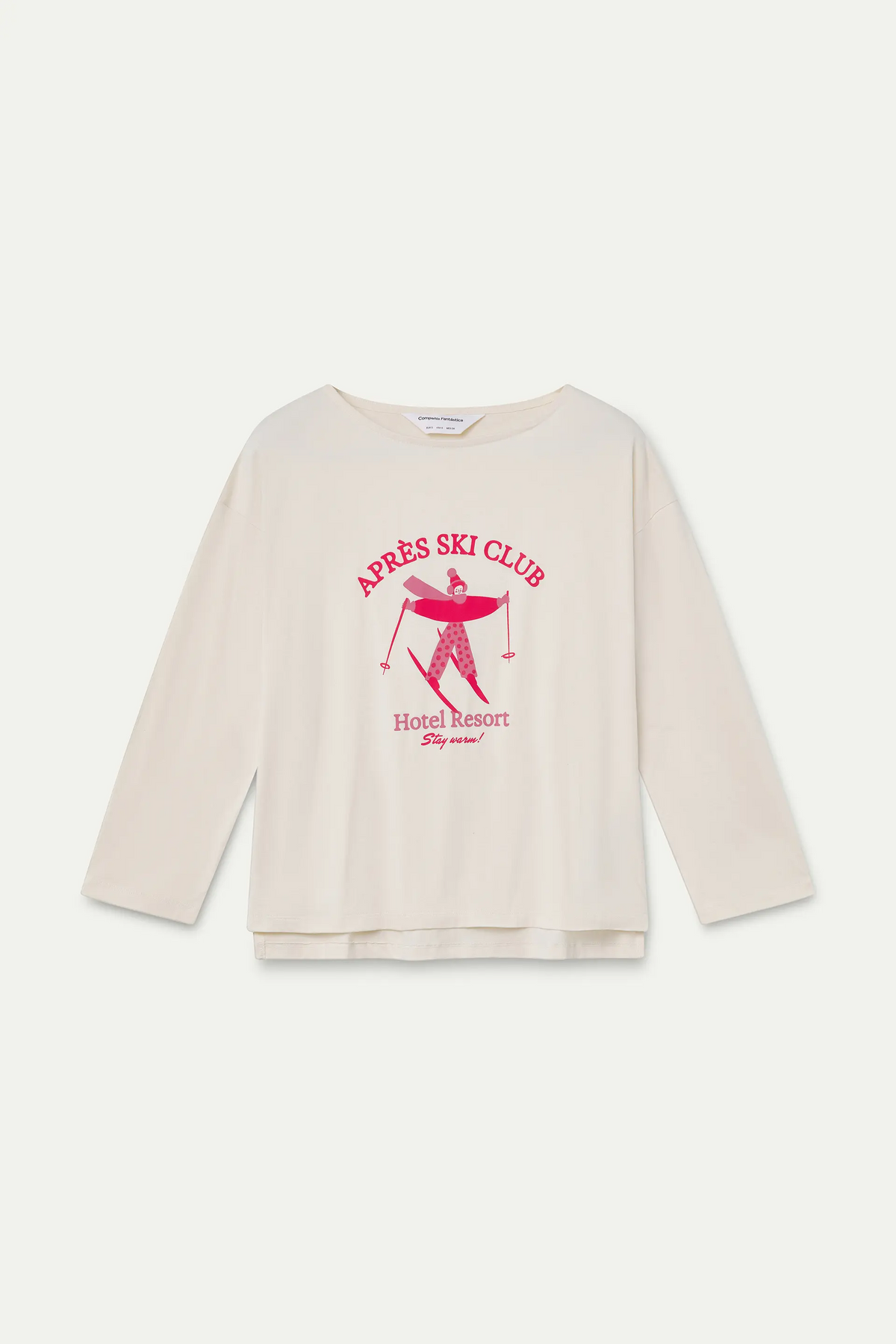 Camiseta 100% algodón blanco roto con estampado "Après Ski Club"