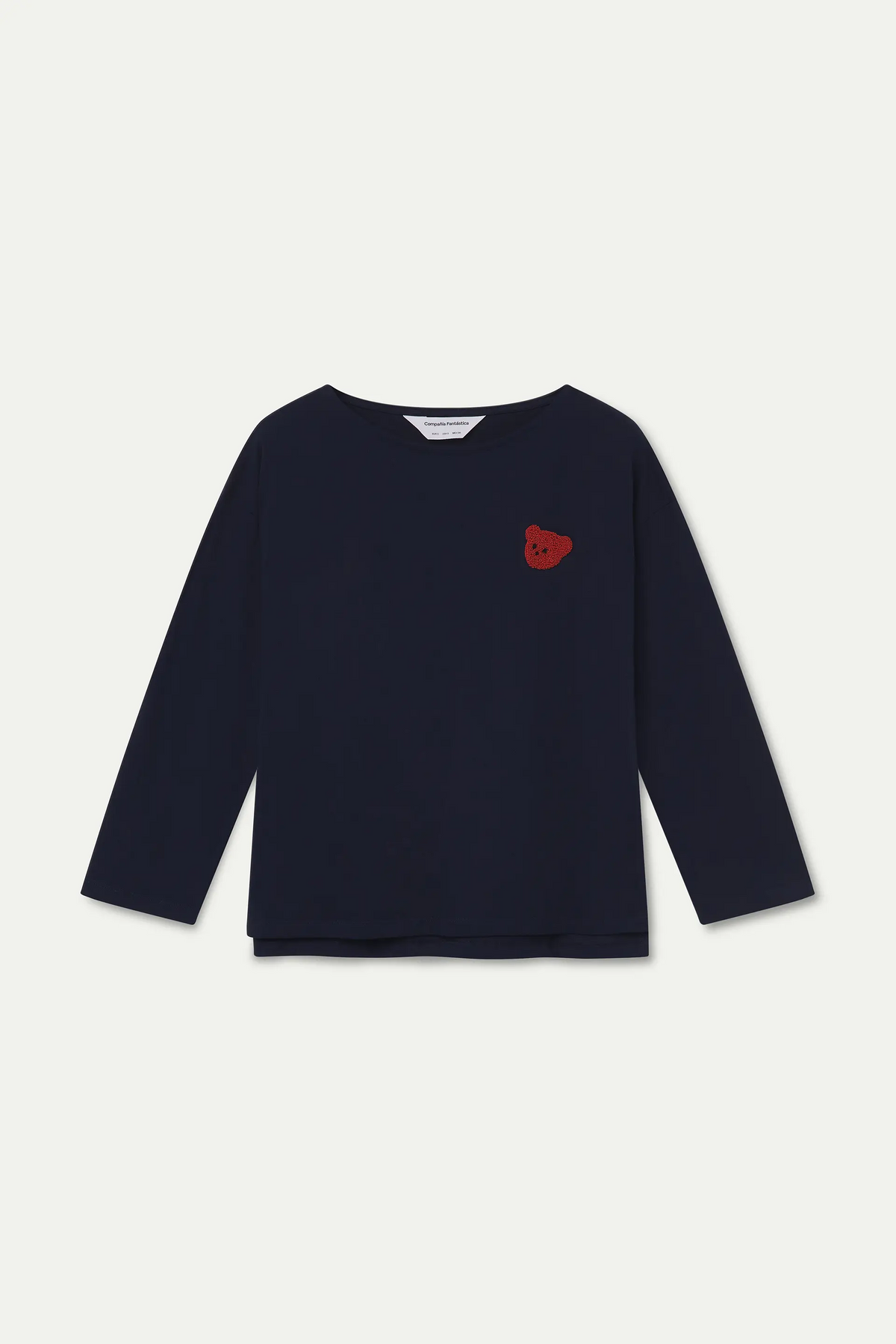 Camiseta 100% algodón azul marino con parche de osito