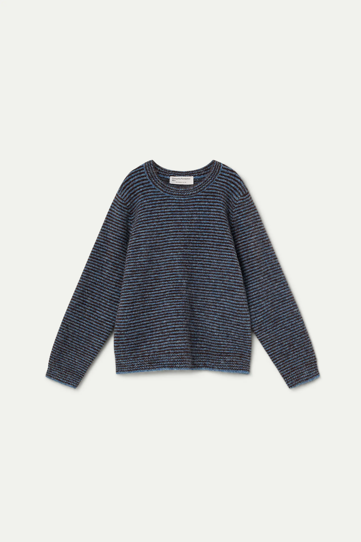 Jersey de niña mezcla lana con estampado de rayas marrón y azul