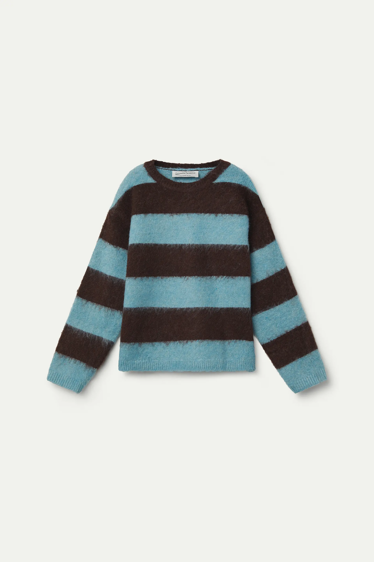 Jersey unisex con estampado de rayas azul y marrón