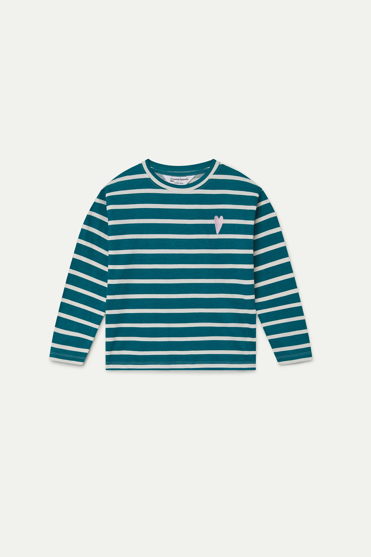 Camiseta 100% algodón unisex con estampado de rayas blanco y verde