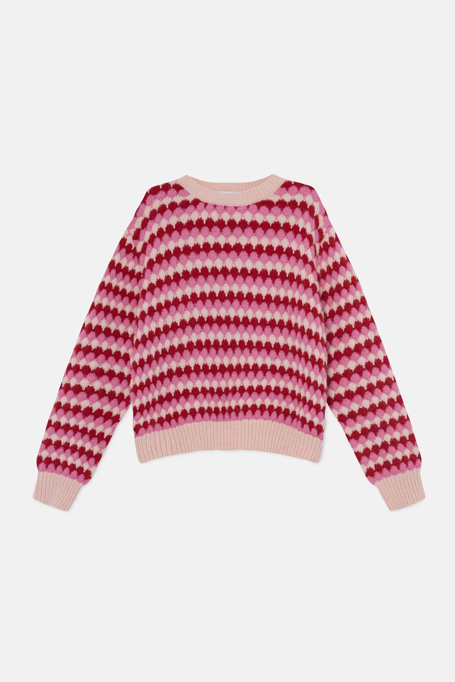 Unisex Knitted Sweater with Pink Structure