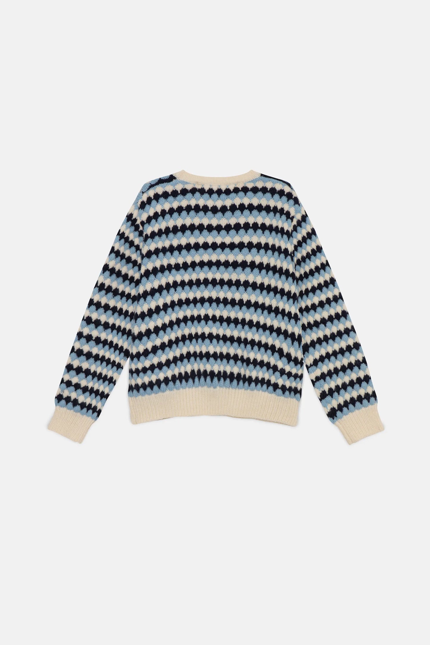 Unisex knitted sweater with blue structure