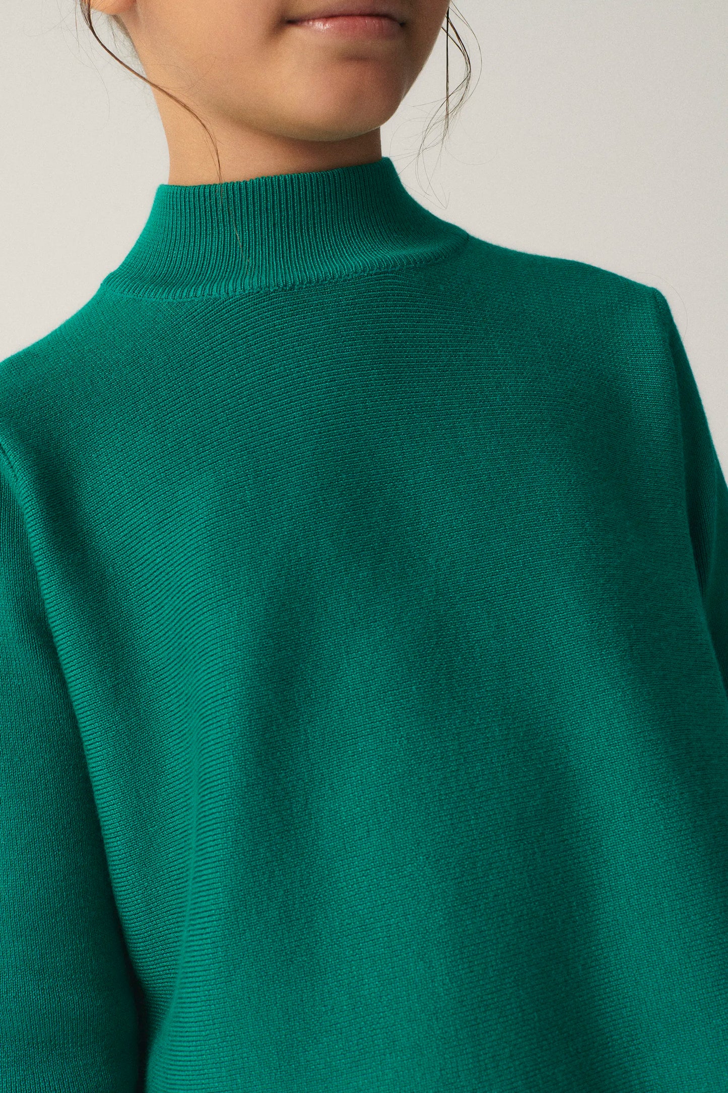 Jersey de niña de punto evasé verde