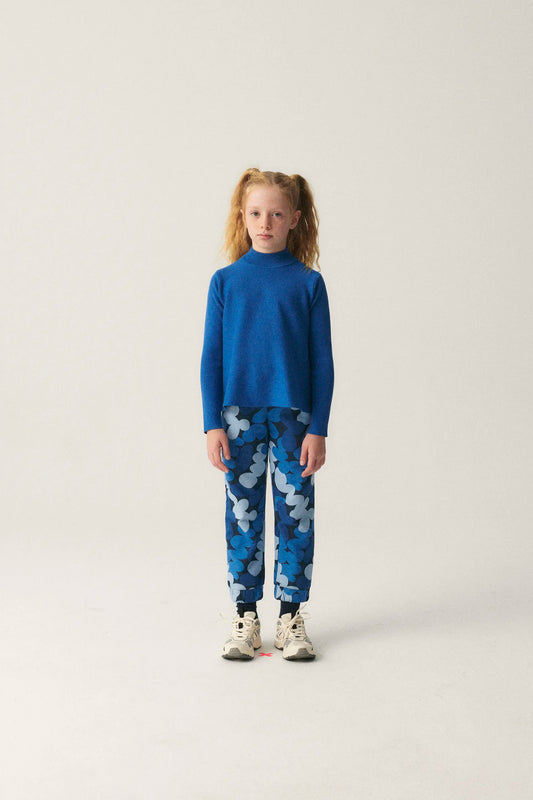 Jersey de niña de punto evasé azul