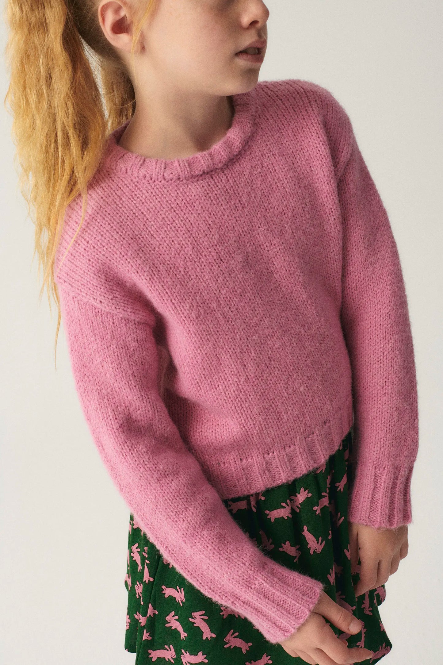 Jersey unisex crop de punto rosa