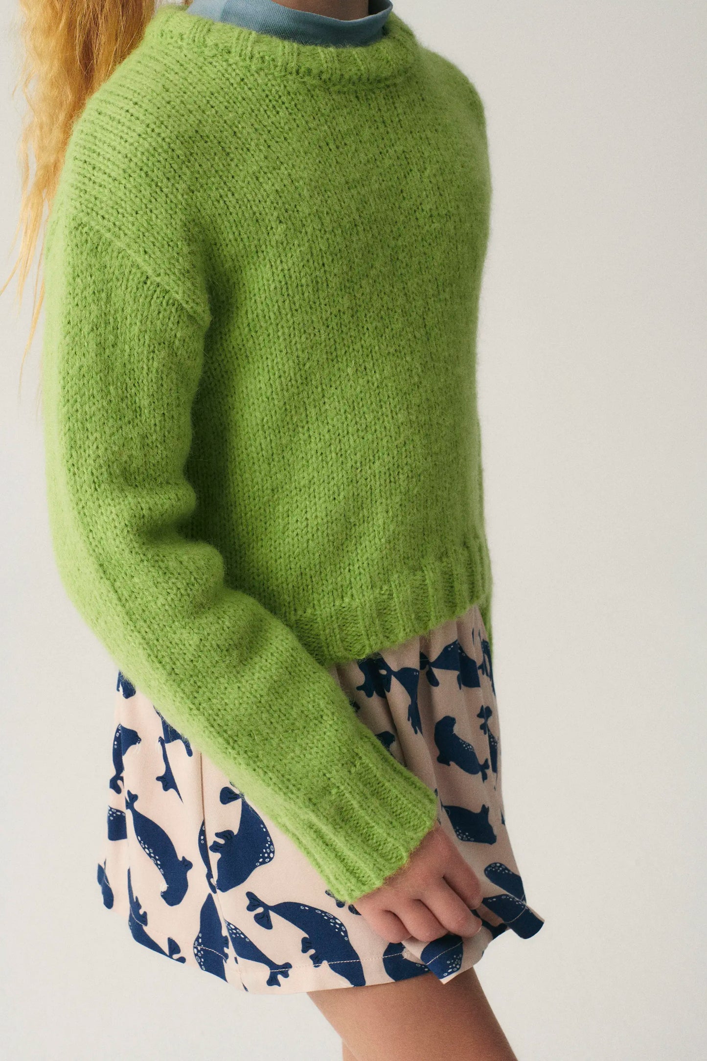 Jersey unisex crop de punto verde