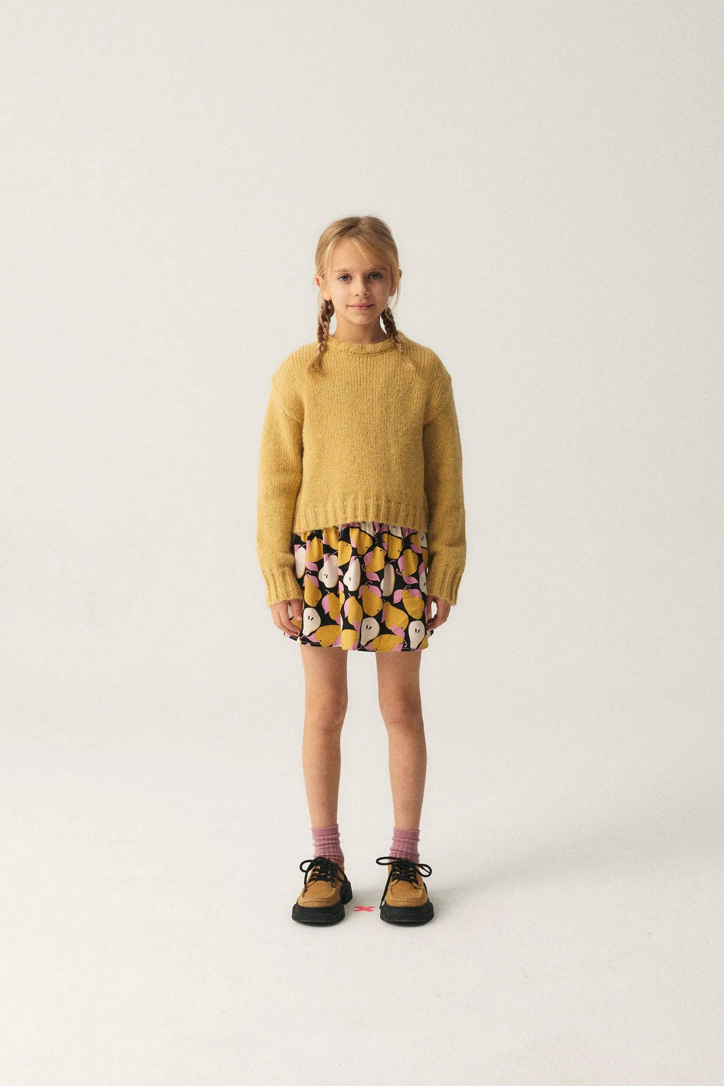 Unisex cropped yellow knit sweater