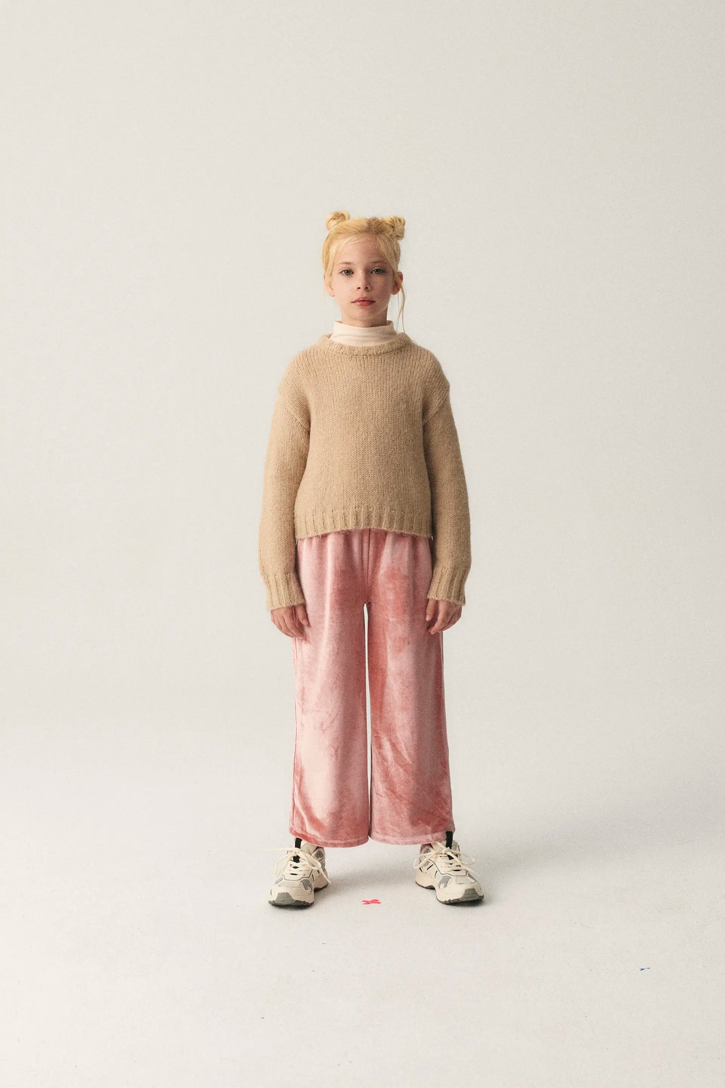 Jersey unisex crop de punto beige