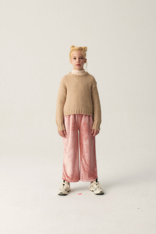 Jersey unisex crop de punto beige
