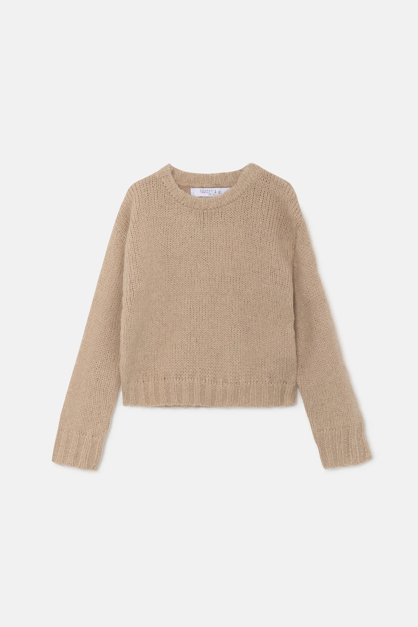 Jersey unisex crop de punto beige