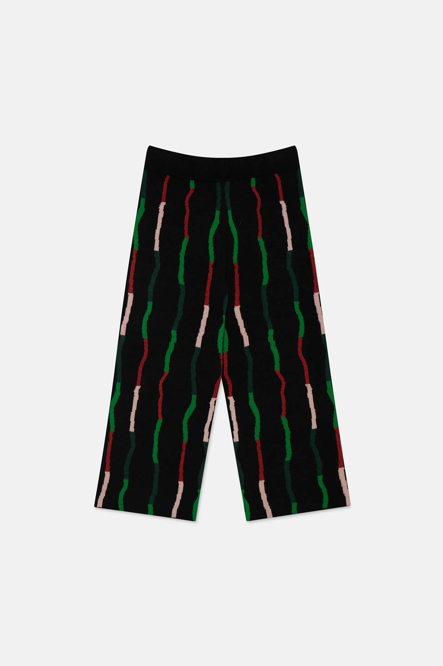Unisex Black Stripe Print Knitted Trousers
