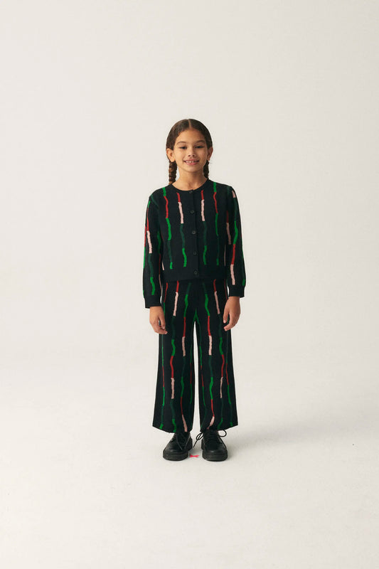Cárdigan de niña con estampado de rayas negro