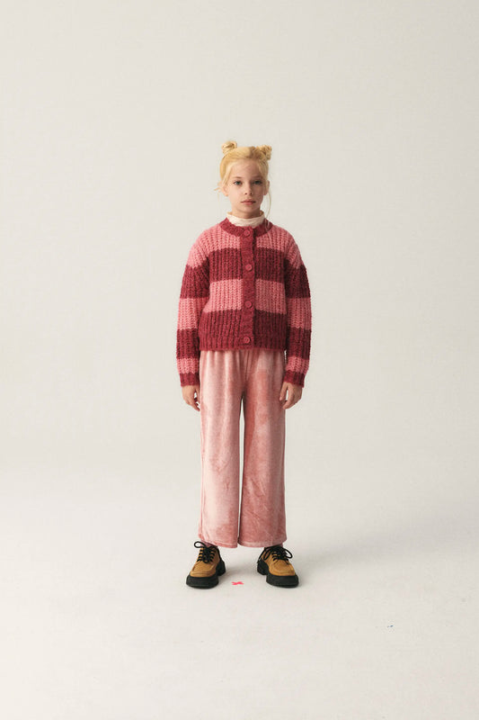 Cárdigan de niña con estampado de rayas rosa