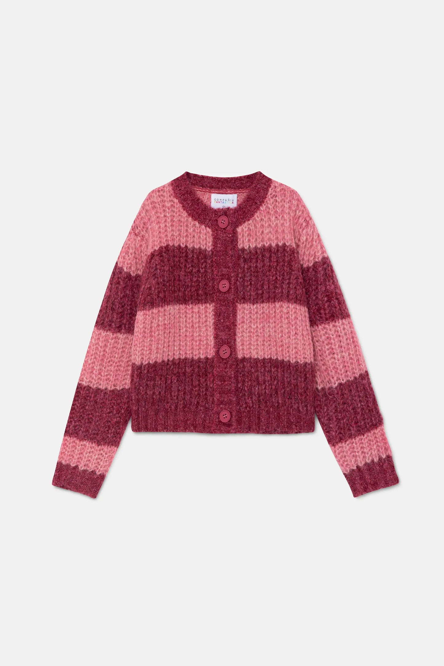 Cárdigan de niña con estampado de rayas rosa