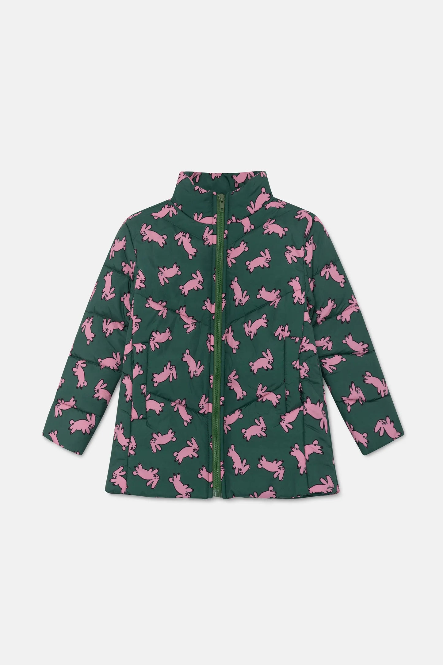 Abrigo unisex plumífero corto con estampado de conejos