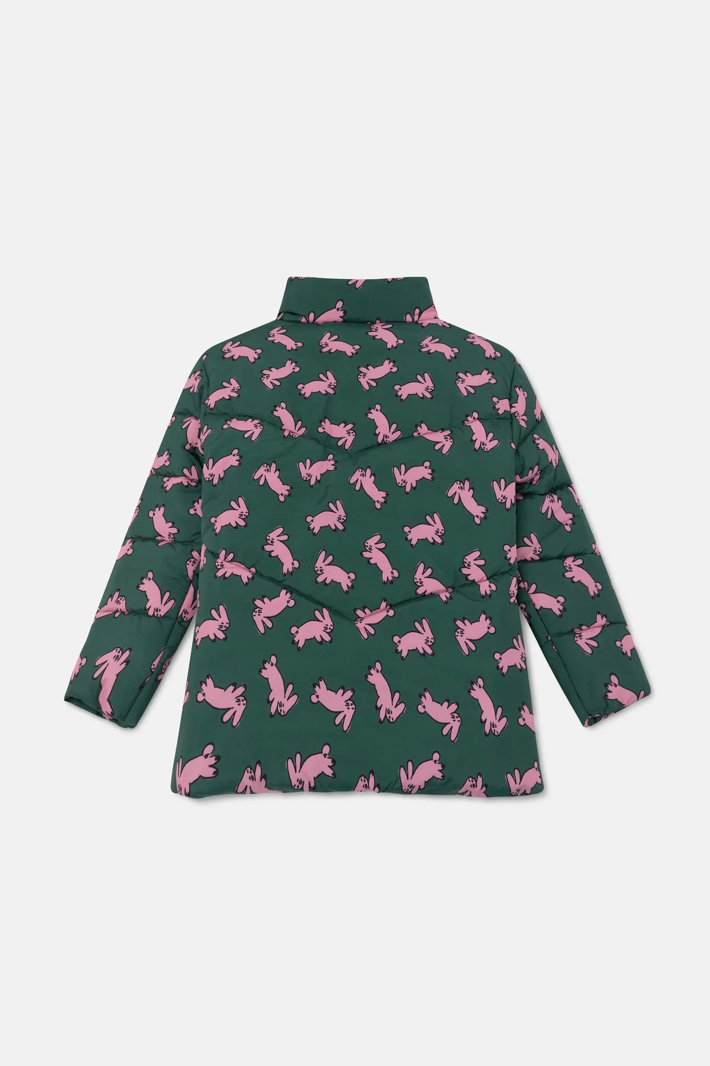 Abrigo unisex plumífero corto con estampado de conejos