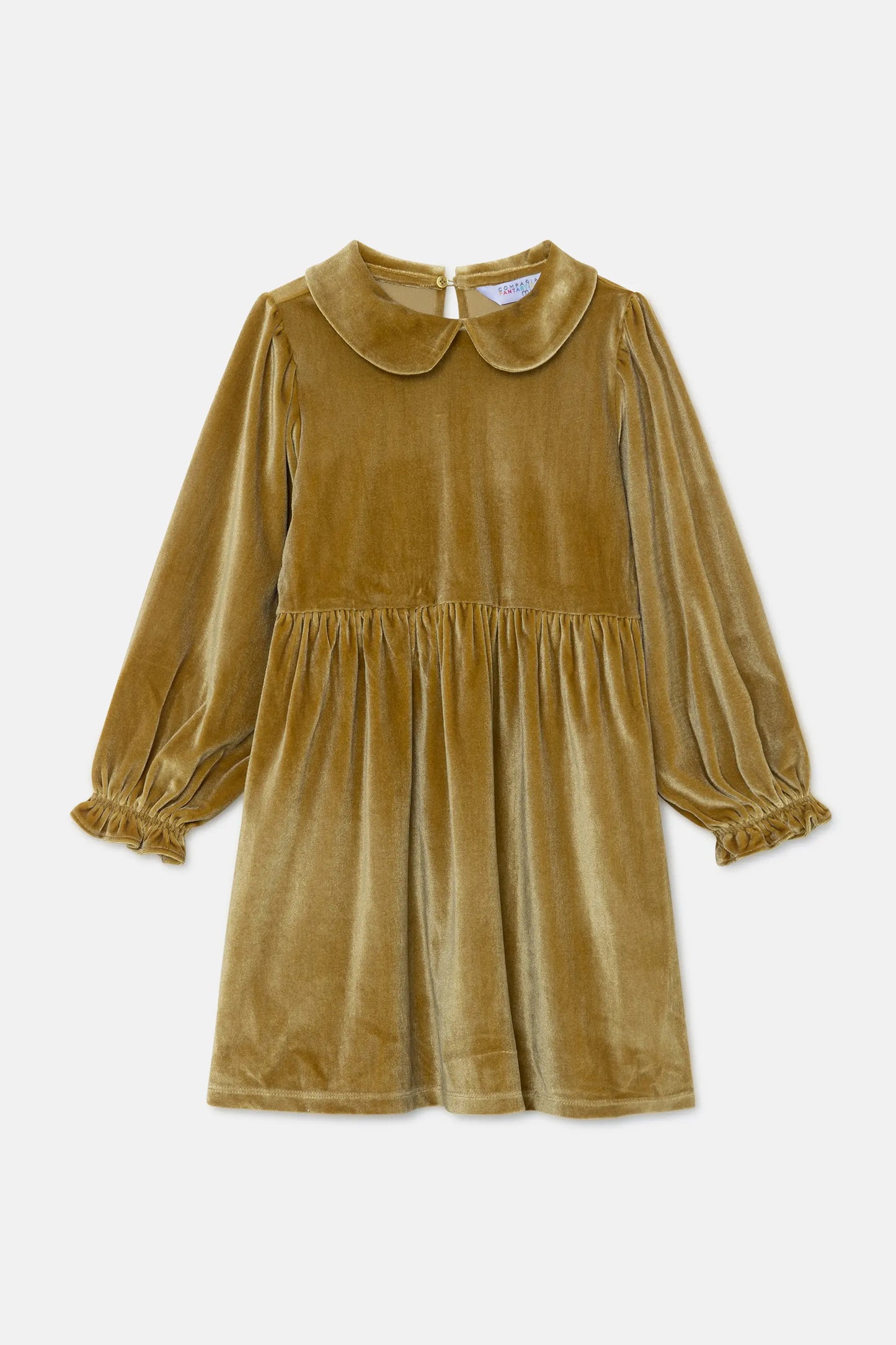 Short girl's dress in yellow velvet