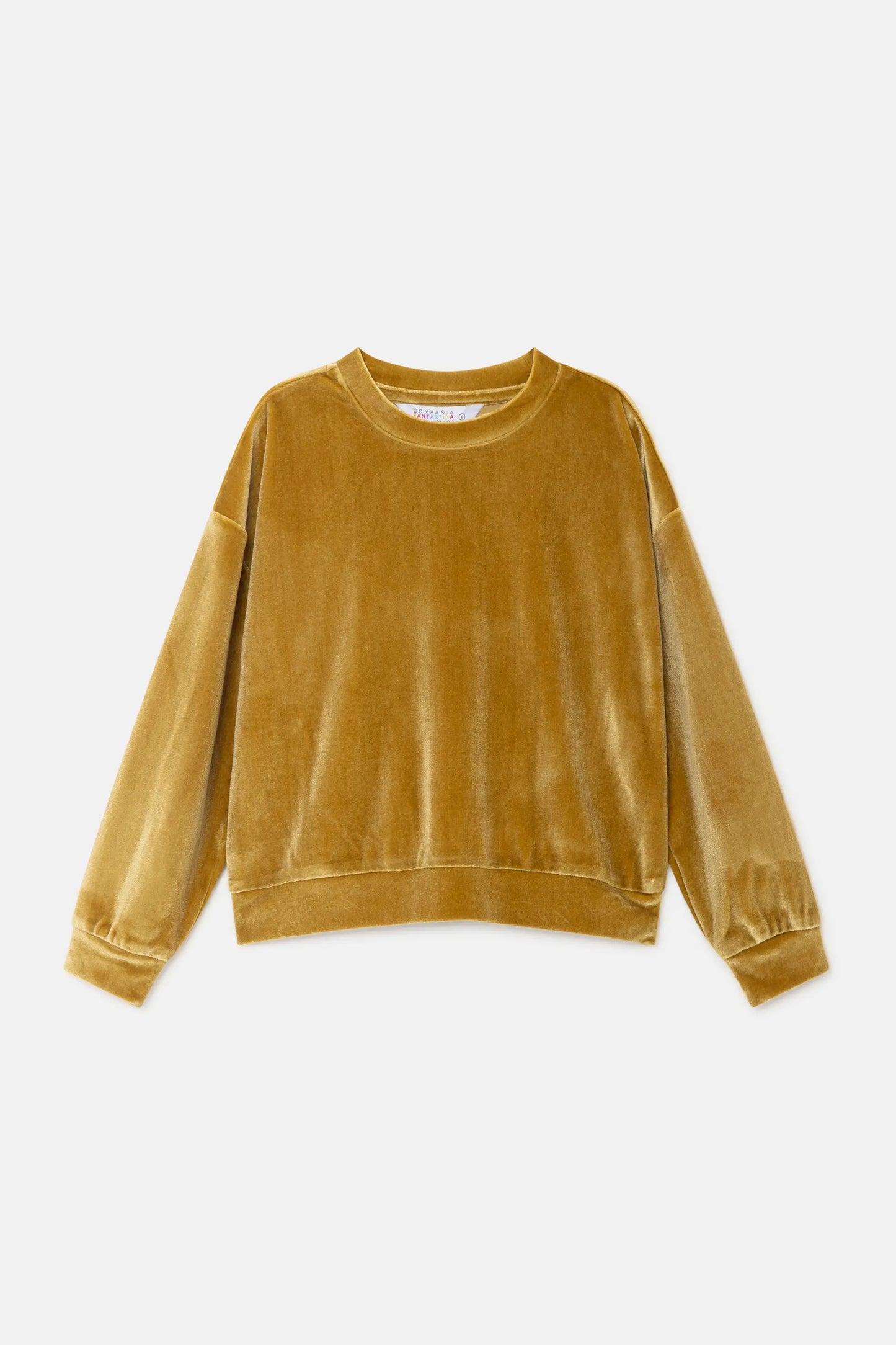 Unisex sweatshirt in yellow velvet