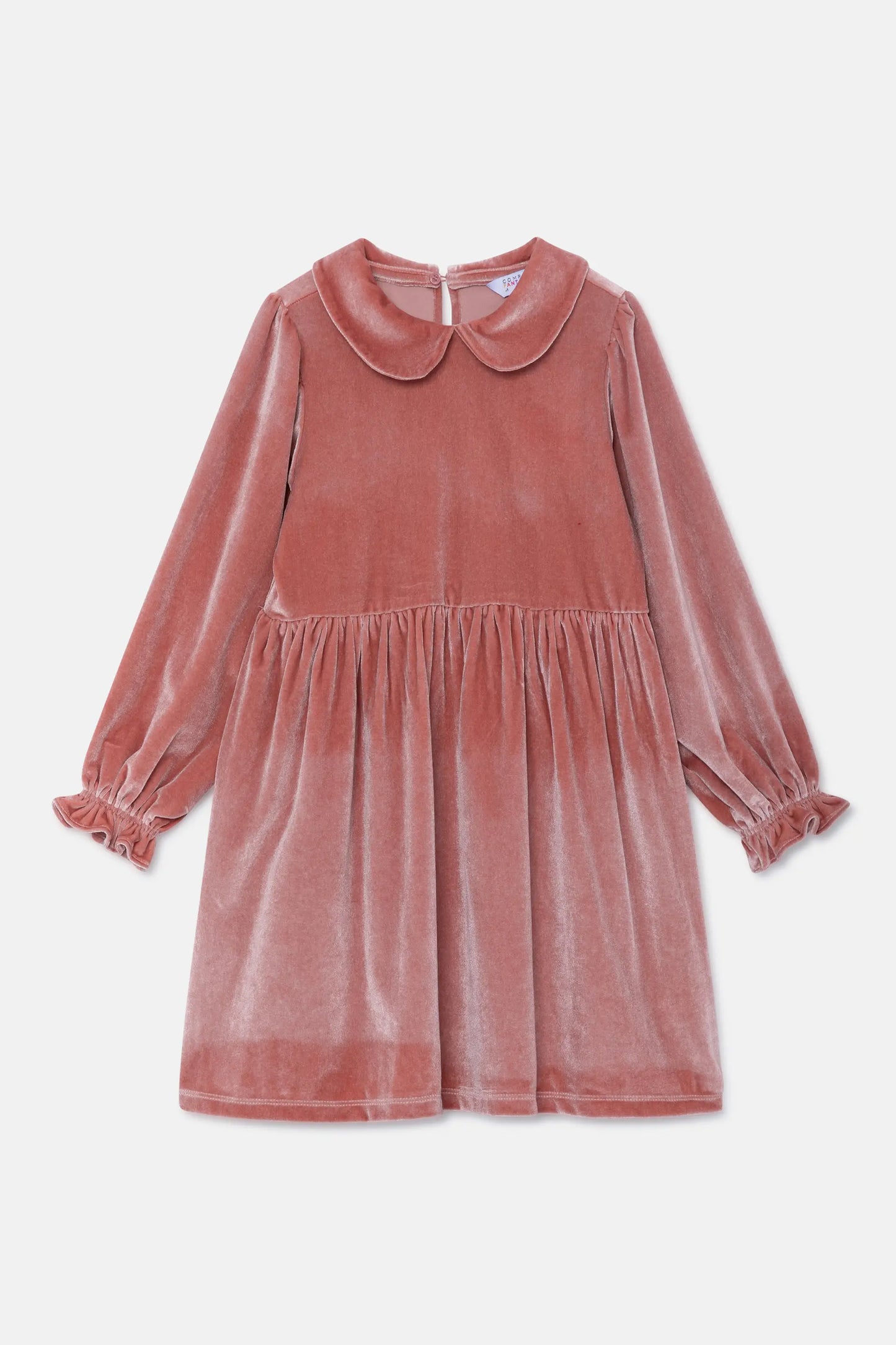 Vestido corto de niña en terciopelo rosa