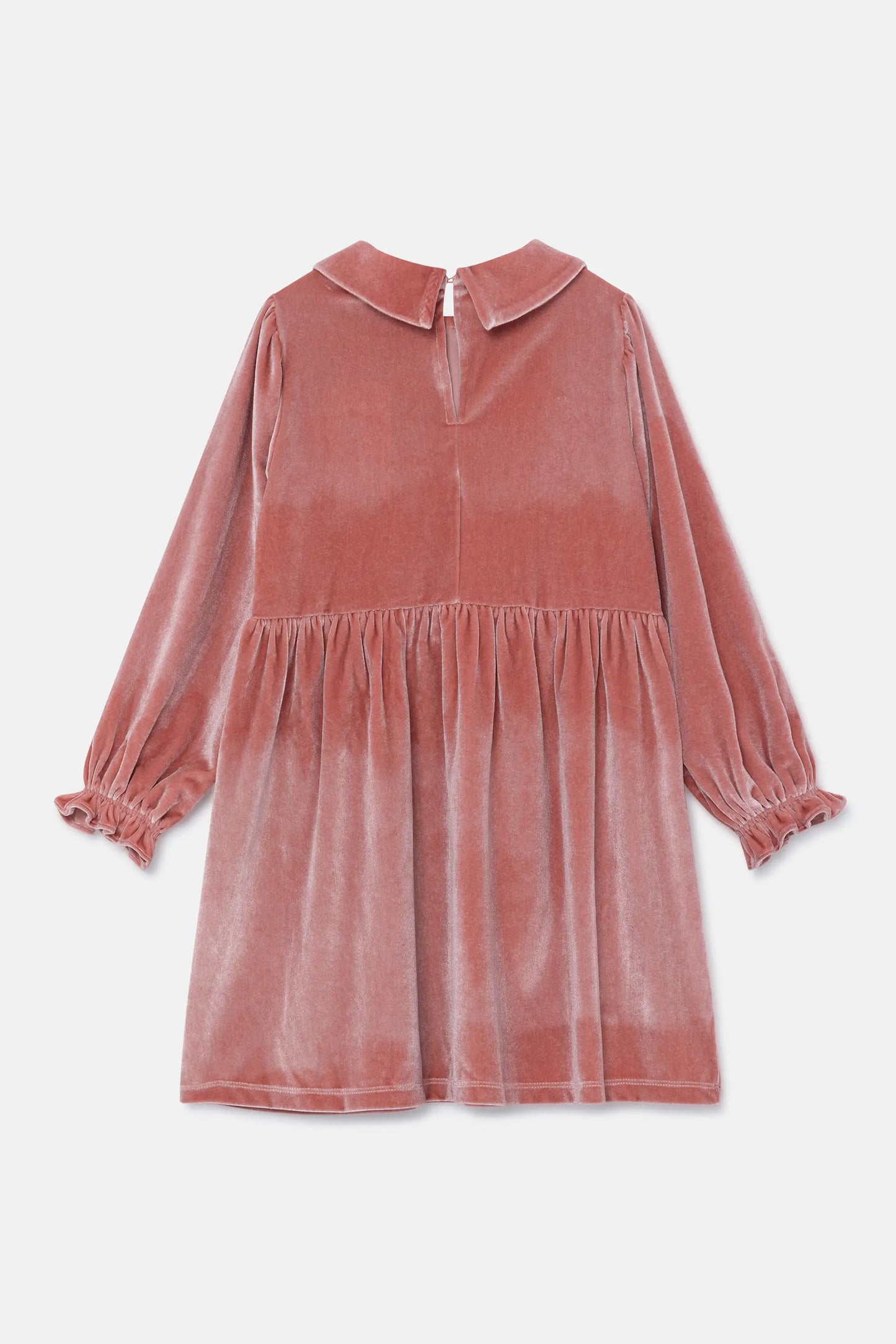 Vestido corto de niña en terciopelo rosa