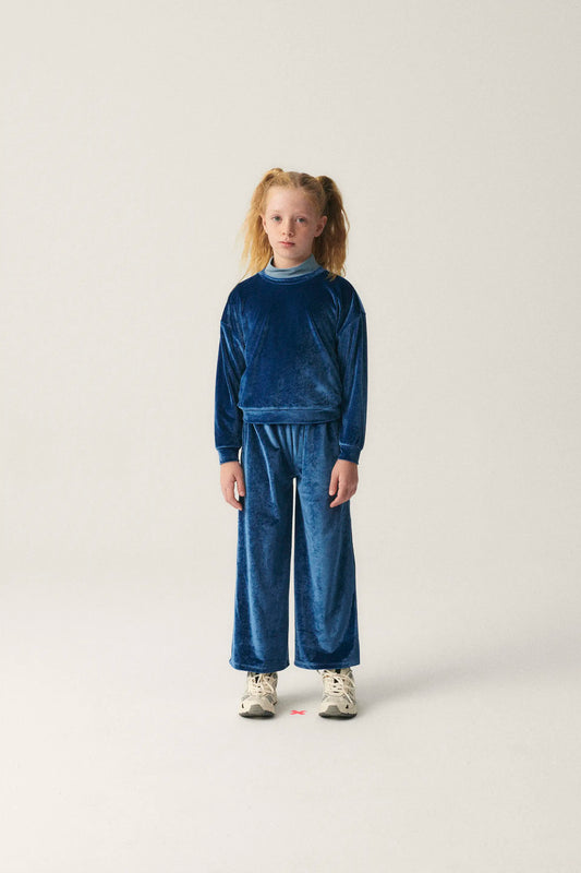 Sudadera unisex en terciopelo azul