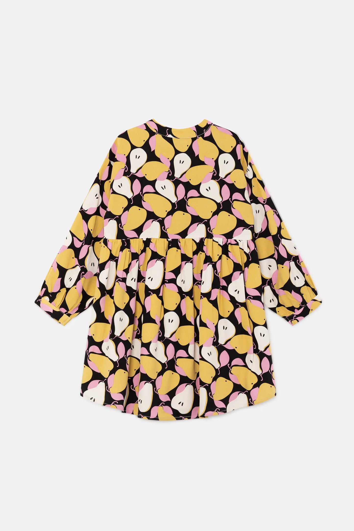 Vestido corto camisero de niña con estampado de peras