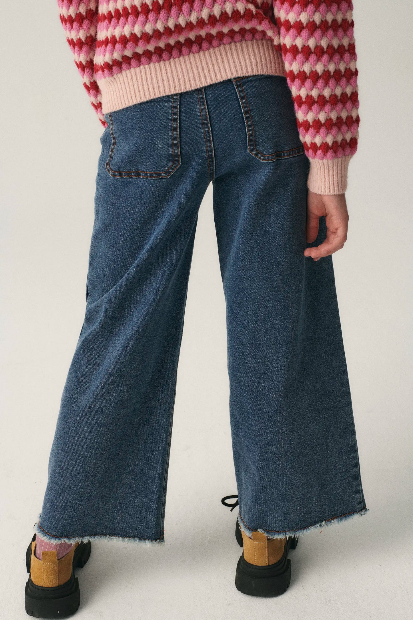 Girls' long blue straight jeans