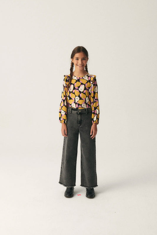 Jeans largos de niña rectos negros