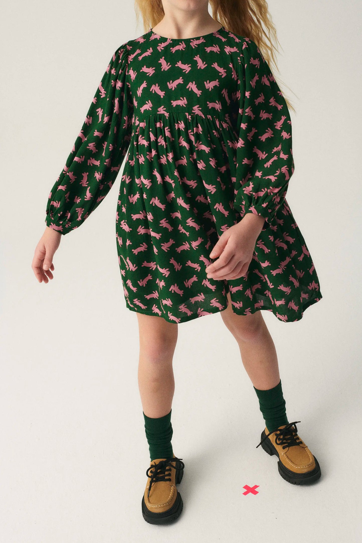 Girl's short dress with rabbit print