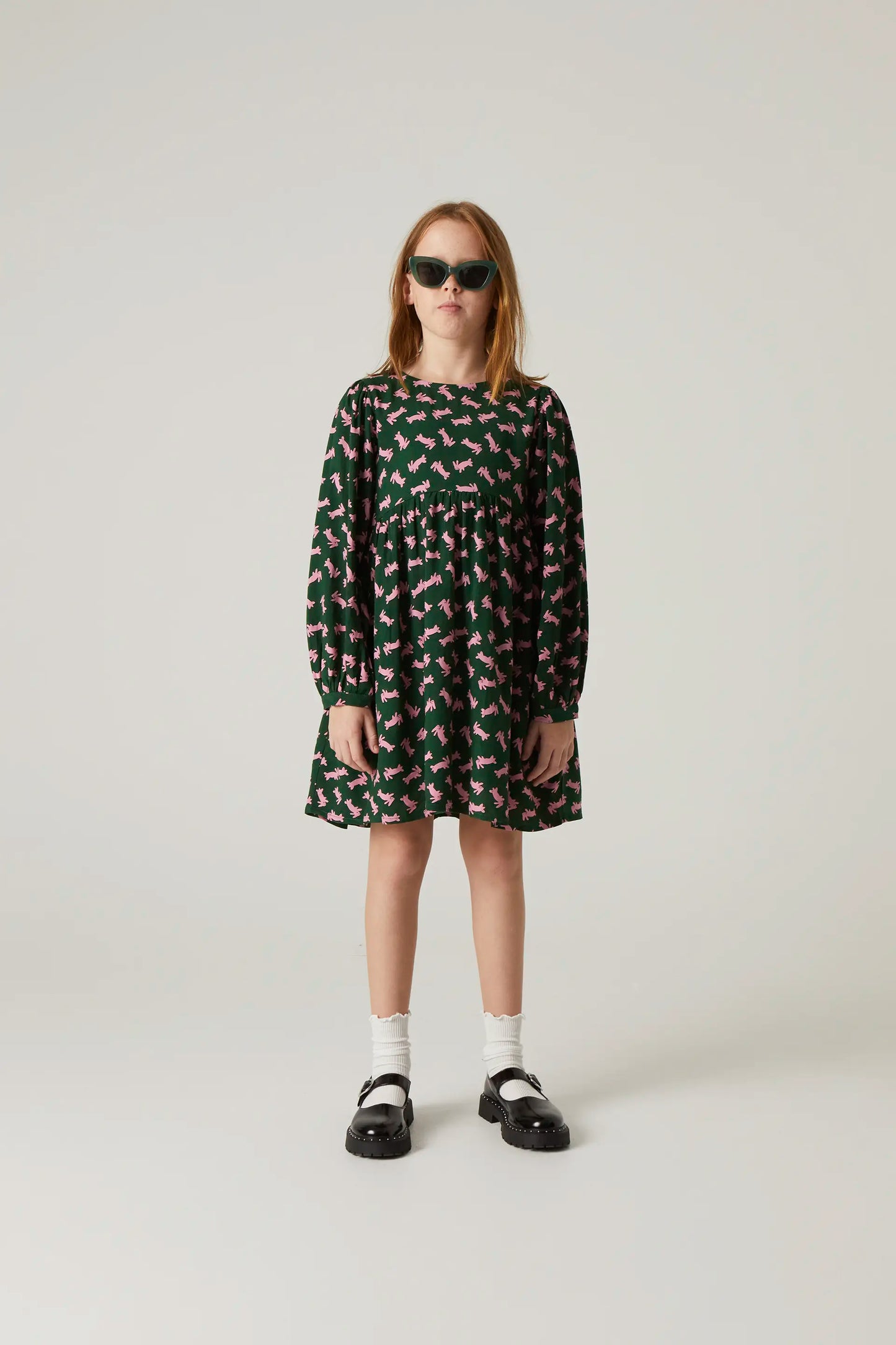Girl's short dress with rabbit print