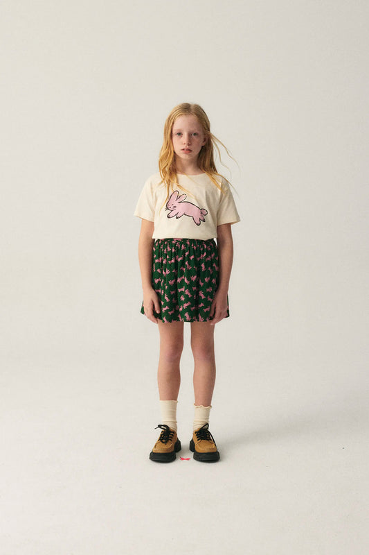 Falda corta de niña con estampado de conejos