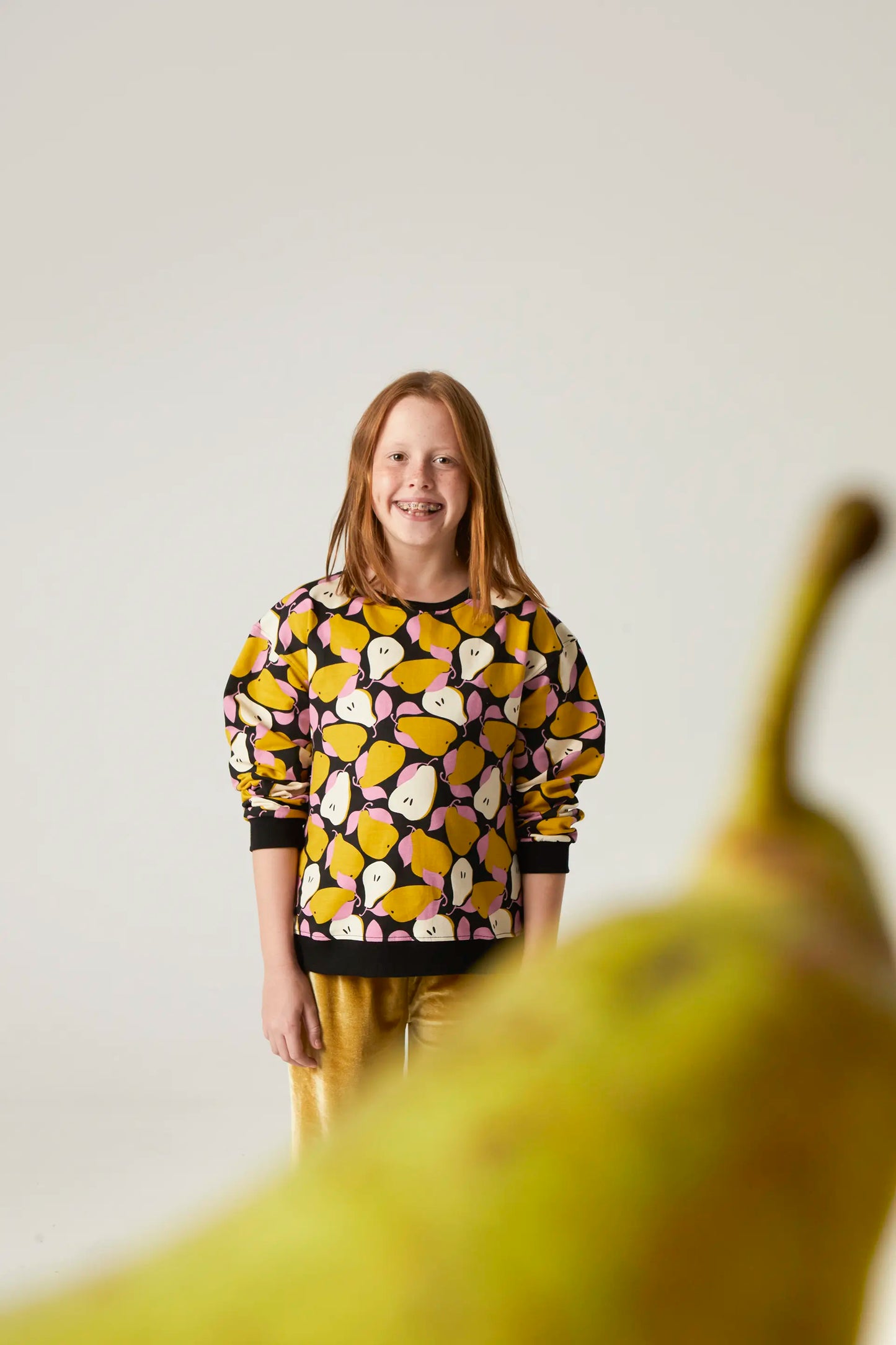 Unisex Pear Print Plush Sweatshirt