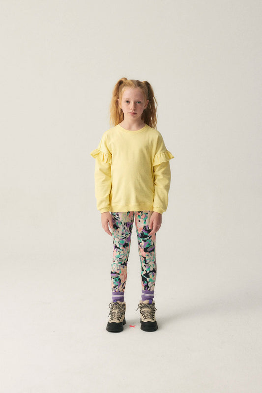 Sudadera oversize unisex con volantes amarilla