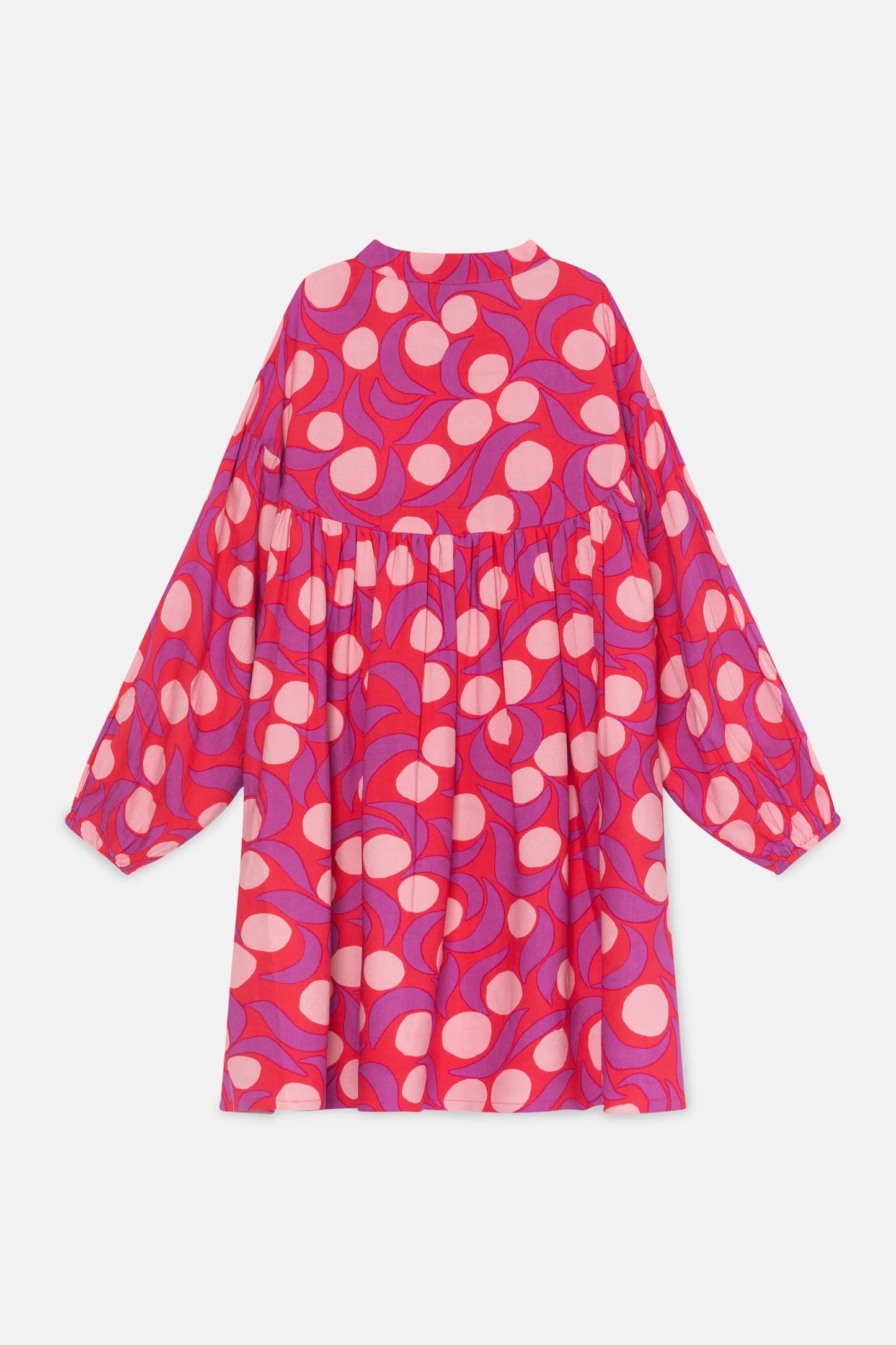 Girl's short shirt dress with pink fantasy print